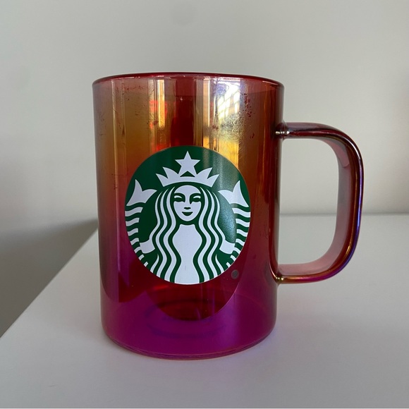 Starbucks Red Rainbow Iridescent Christmas 2019 Mug Cup Glass 14floz - Picture 4 of 6
